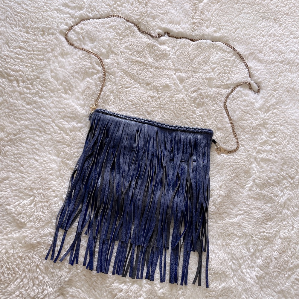 Sole society navy fringe purse